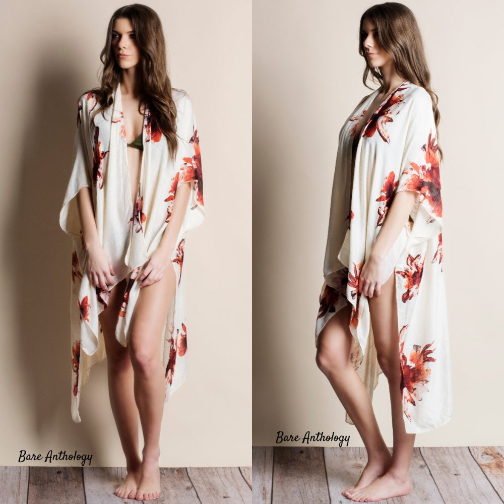 Floral Kimono Cardigan - Picture 2 of 4